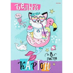 
          Картон белый Проф-Пресс, 193х280 мм, мелованный, 8 листов, КБС, "Странный котик"