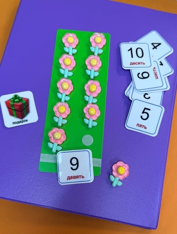 Жетоны "Цветы". Счет от 1 до 10. Развивающее пособие на липучках Frenchoponcho (Френчопончо)