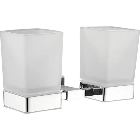 Стакан двойной стеклянный с держателем BELZ B90208, хром