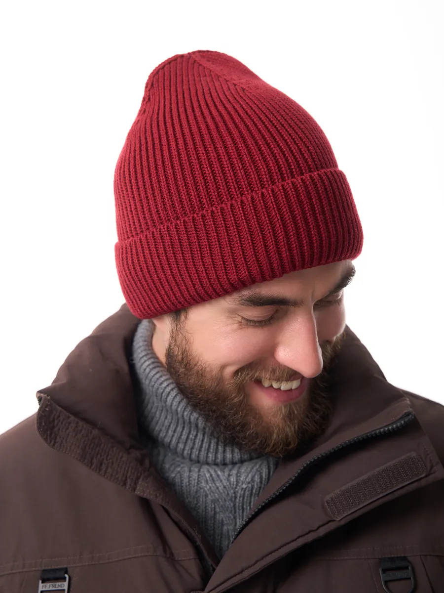 Шапка зимняя на флисе вязаная осень