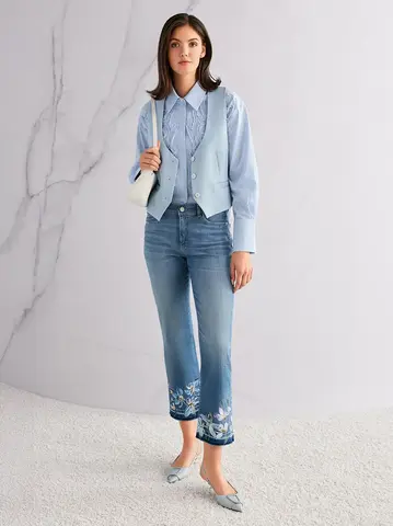 Marc Cain Рубашка хлопковая с рюшами в полоску