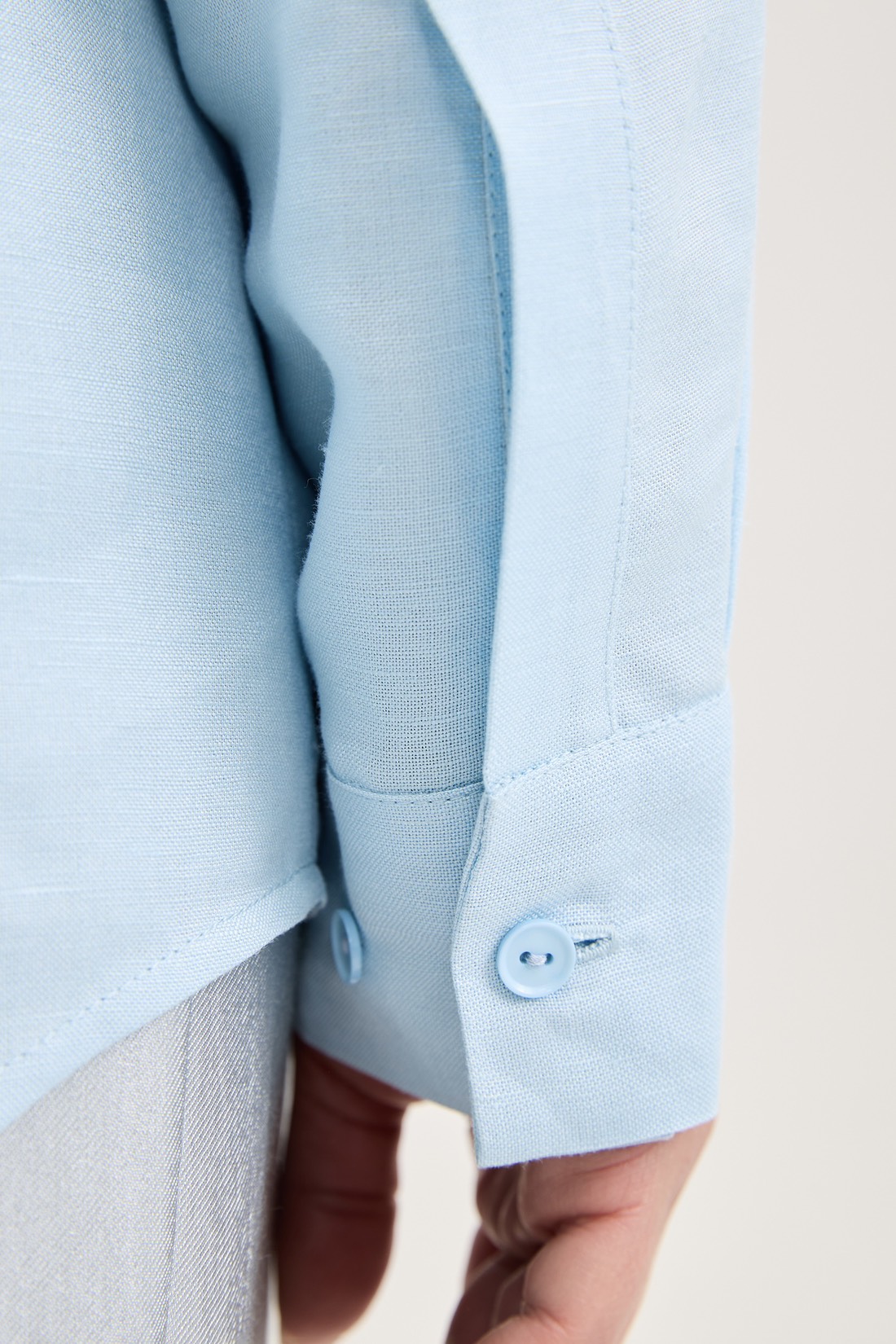 Рубашка с длинным рукавом изо льна, голубой