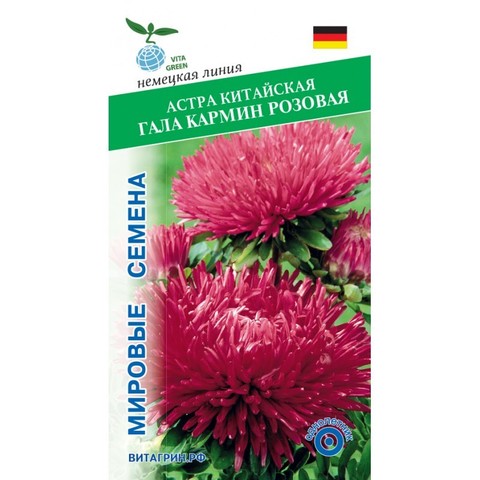 Семена Астра Китайская Гала Кармин Розовая