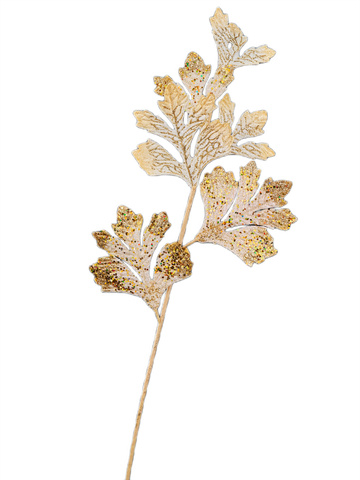 Веточка с листьями 72см ChristmasDeLuxe золото