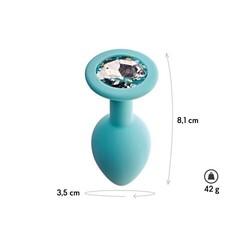 Анальная пробка с кристаллом Gamma, цвет Аквамарин + белый кристалл (CORE) (M)