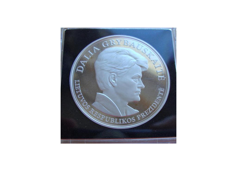 Литва медаль 2011 Президент Даля Грибаускайте 2009-2014 СЕРЕБРО сертификат