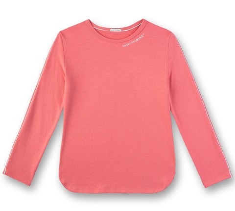 Коралловый лонгслив с надписью SHORT STORIES