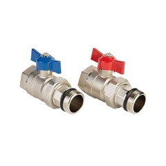 Кран шаровой латунный никелированный DN 25 PN 16 с накидной гайкой (американка), без термометра, для коллектора (2 шт.) MVI MC.322.06