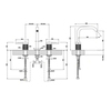Gessi 316 Смеситель для раковины на 3 отверстия, без донного клапана, излив 156мм, h=201мм, цвет: steel brushed 54212#239