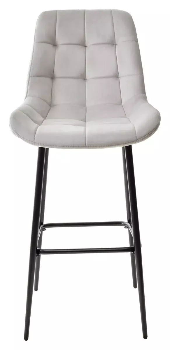 Барный стул ХОФМАН, цвет H-09 Светло-серый, велюр / черный каркас М-City