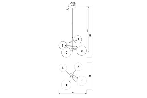 Светильник подвесной Garda Decor 20MD2321-4GOLD