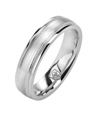 01О020362 -Обручальное кольцо ширина 5мм из белого золота