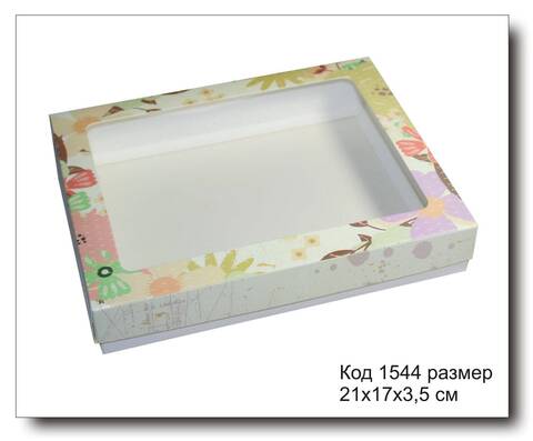 Коробка с окном код 1544 размер 21х17х3.5 см для пряника