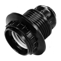 Патрон пластиковый черный E27 с юбкой AP-708