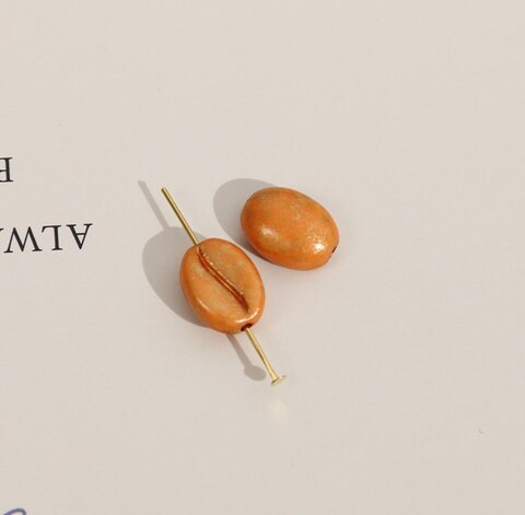Подвеска Кофе зерно, оранжевый, акрил, 10*8 мм, Ф064