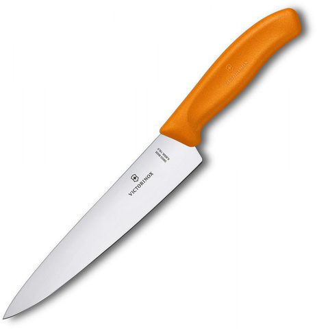 Нож Victorinox разделочный, лезвие 19 см, оранжевый, в картонном блистере