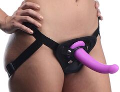 Лиловый поясной страпон Navigator Silicone G-Spot Dildo with Harness - 17,8 см. - 