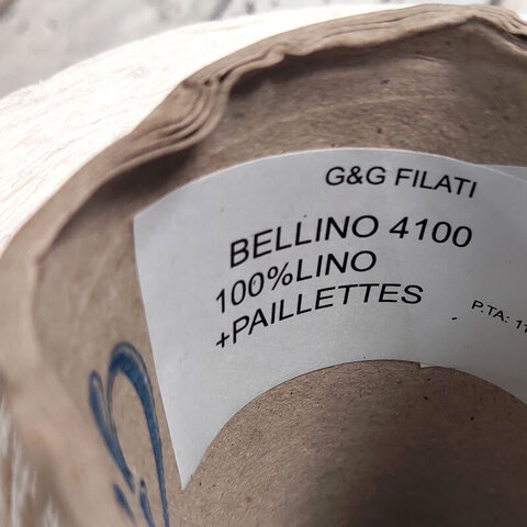 Лен с пайетками BELLINO 410 белый молочный
