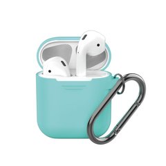 Чехол силиконовый Deppa для AirPods D-47011 карабин/ ремешок 1.3мм Мятный