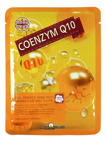 MAY ISLAND МАСКА ТКАНЕВАЯ ДЛЯ ЛИЦА С КОЭНЗИМОМ Q10 REAL ESSENCE COENZYME Q10 MASK PACK, 25 ML