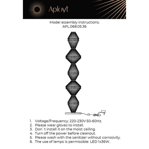 Торшер светодиодный Aployt Dzhakket APL.068.05.36