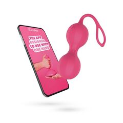 Розовые интерактивные вагинальные виброшарики Stella - 