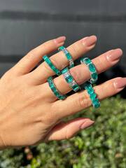 31946- Кольцо-дорожка из серебра с багетными цирконами цвет параиба