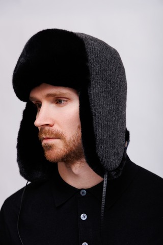 CUDGI Шапка-ушанка шерстяная с мехом