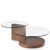 Журнальный столик Angel Cerda 2036, Ø80 см, стекло, орех