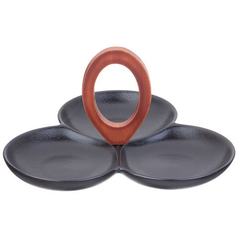 Менажница 3 секции с деревянной ручкой Lefard 