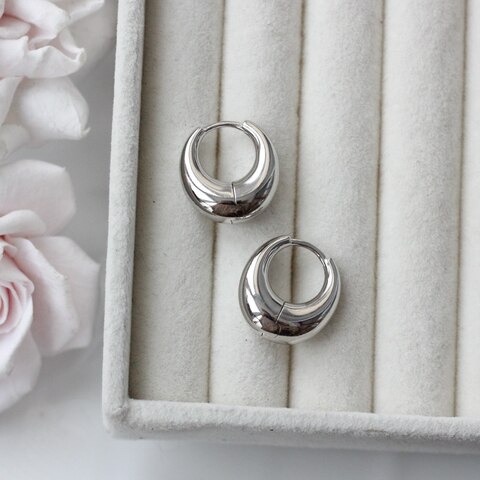 Швензы гладкие 19*7 мм с французским замком, родий, Ш112