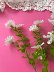 Ромашки белые луговые искусственные, 7 веток, 28 голов, букет 44 см, 2 букета.