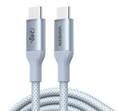Кабель UGREEN L534 (75732) USB-C to USB-C 240W PD Fast Charging Cable, 2м, серебристо-голубой