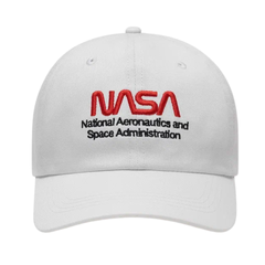 Бейсболка Alpha Industries Nasa Worm Logo Cap White (Белая)