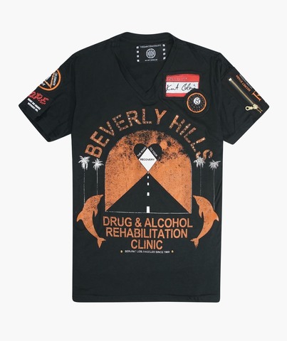 The Saints Sinphony | Футболка мужская BEVERLY HILLS BLACK AND ORANGE TS3271 перед