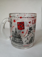 Кружка 300 мл стекло с видами Петербурга.