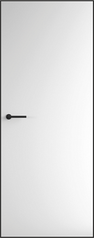 Дверь межкомнатная скрытая Альберо (Фрегат) ПС-2 с порогом ( замок AGB B04102.50.34, алюминиевая кромка черная с 4х сторон), цвет белый, под покраску, глухая