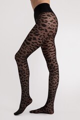 Колготки с леопардовым принтом 30 DEN FIORE 5005/F ECHO_Черный