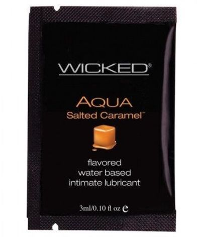 Лубрикант со вкусом соленой карамели WICKED AQUA Salted Caramel - 3 мл. - Wicked 90320