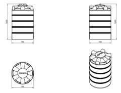 Емкость пищевая вертикальная Мультпласт КАС К-500 500 л. вертикальная (77x77x122см;23кг;красный) - арт.555434.14