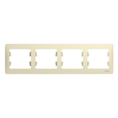 Schneider Electric Glossa Бежевый Рамка 4-местная горизонтальная IP20 скрытая установка GSL000204