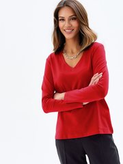 Деловой базовый лонгслив с V-вырезом