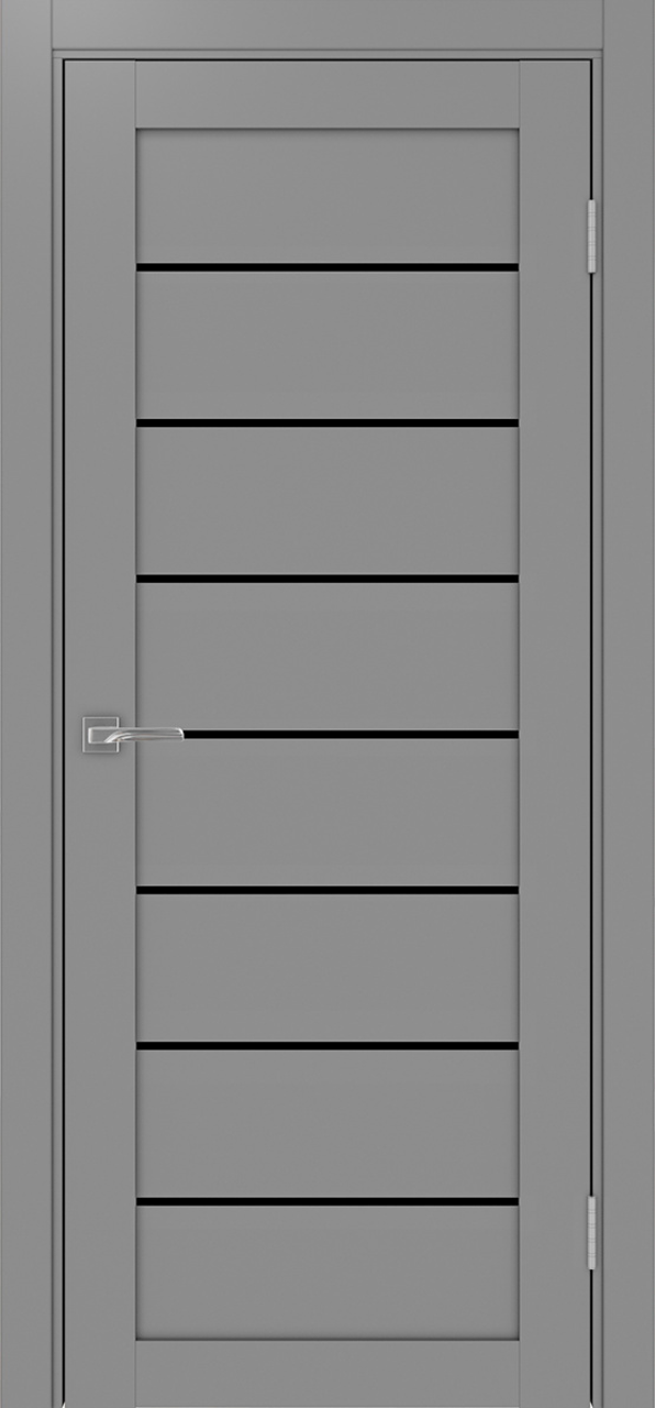 Дверь межкомнатная Оптима Порте Турин 508.12, цвет серый, экошпон, стекло лакобель черное