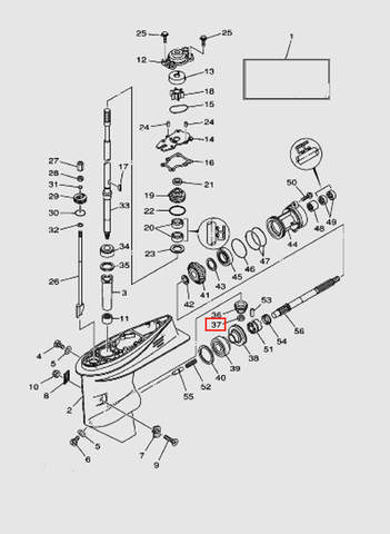 Гайка шестерни ведущей для лодочного мотора T40 Sea-PRO (23-37)