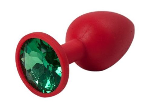Красная силиконовая пробка с зеленым кристаллом - 7,1 см. - 4sexdreaM 47155