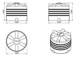 Емкость пищевая вертикальная Мультпласт КАС К-1000 1000 л. вертикальная (122x122x100см;35кг;красный) - арт.555434.15