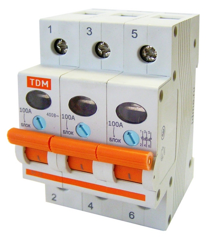 Выключатель нагрузки (мини-рубильник) ВН-32 3P 100A TDM