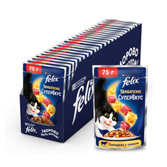 Felix Sensations пауч для взрослых кошек говядина,сыр 75 г
