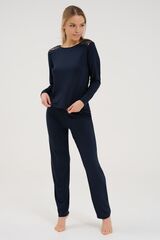 Пижама женская: топ с длинными рукавами и брюки LISCA MIRABELLE 23405_Сумеречный синий