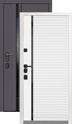 Теплая дверь входная Двери регионов Обсидиан Термо, 2 замка, 1,8 мм металл, (серый мэн эмаль+белая эмаль)